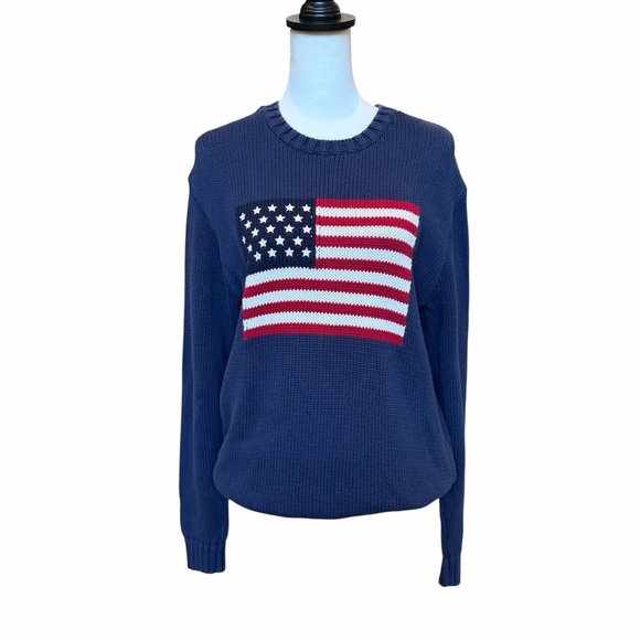 Brandy Melville American Flag Sweater One Size Blue Crewneck Preppy USA - Picture 10 of 10